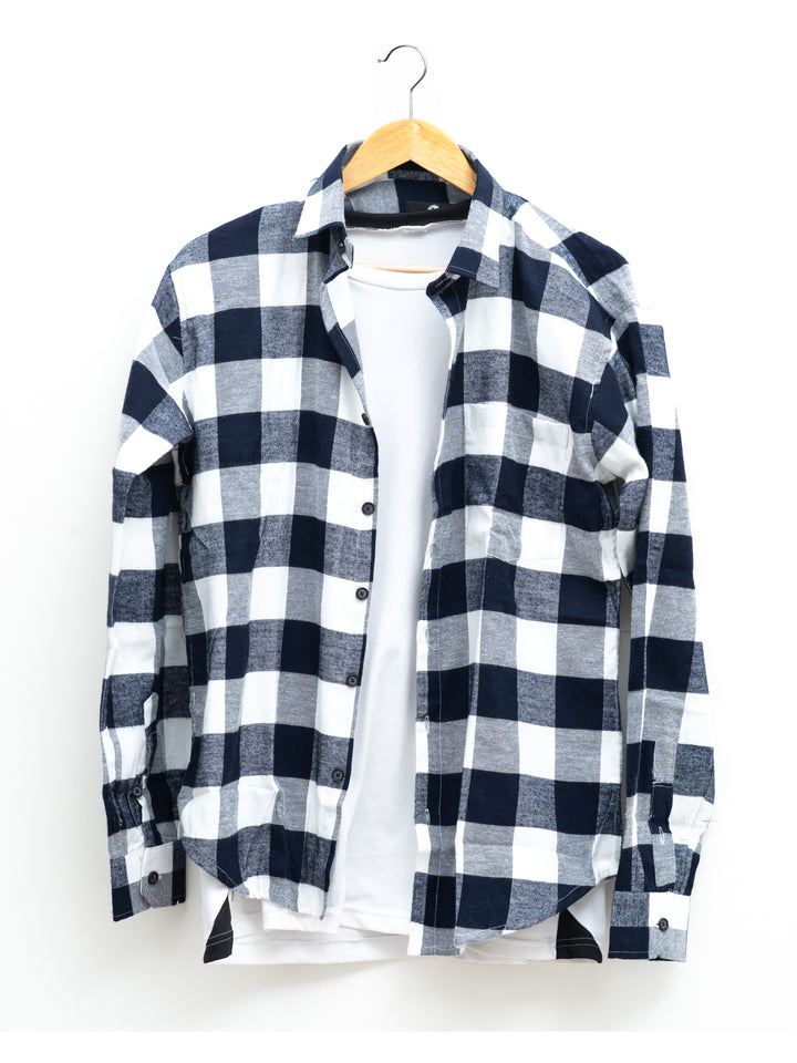 Dark Blue Check light weight Brushed Shirt