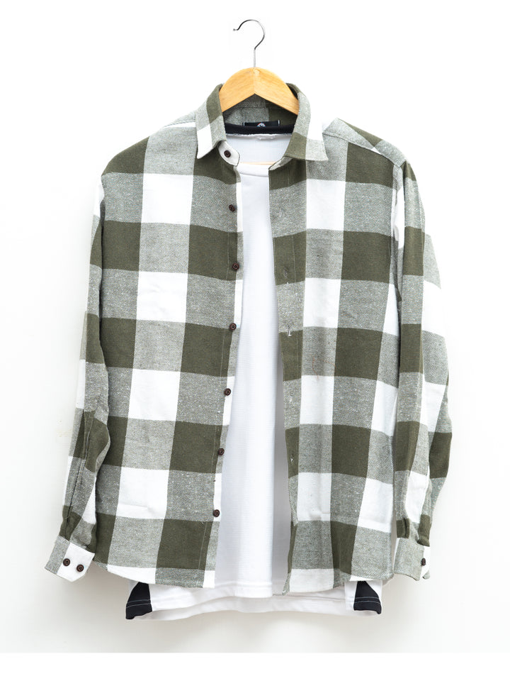 Olive green check shirt