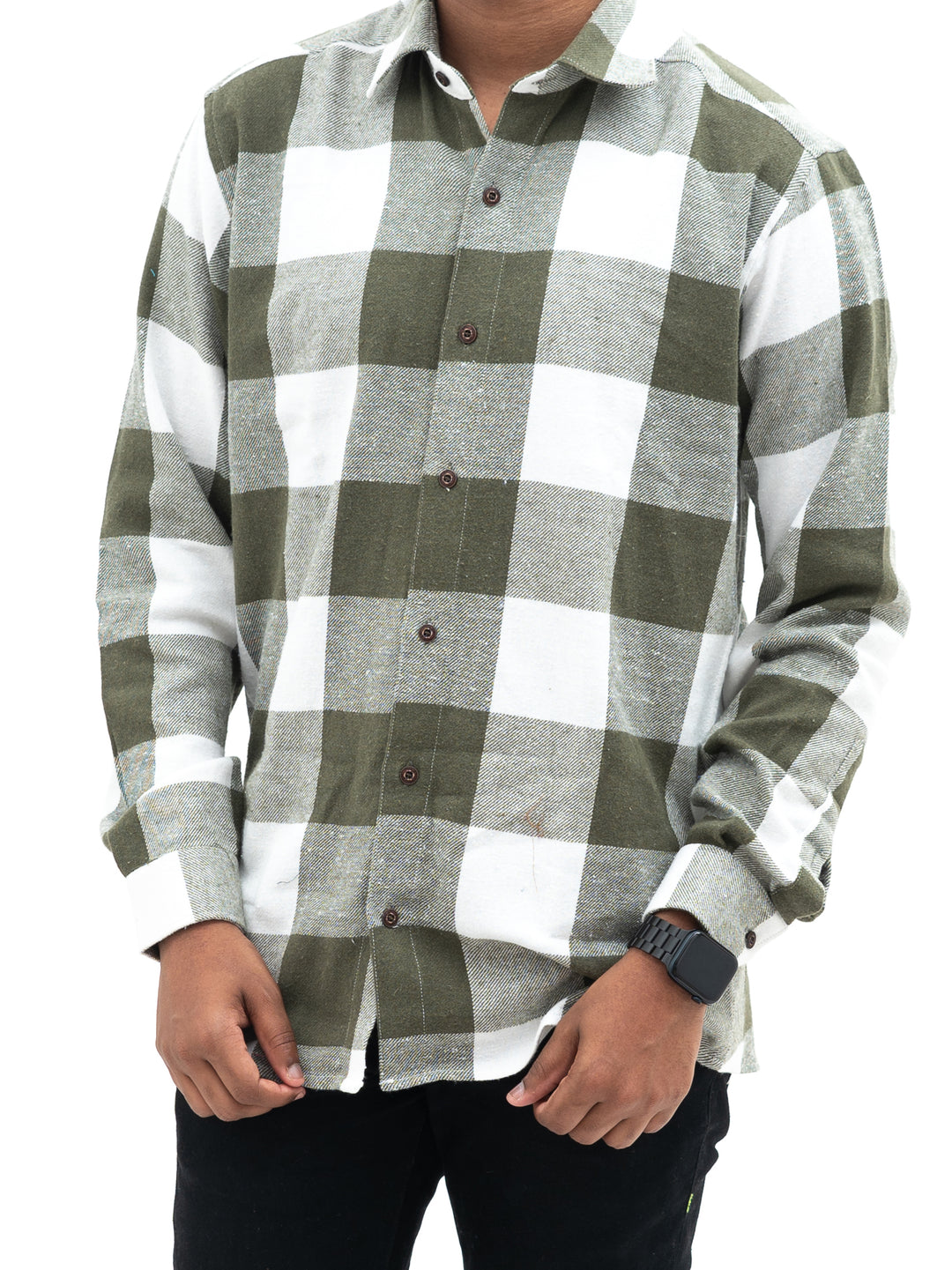 Olive green check shirt