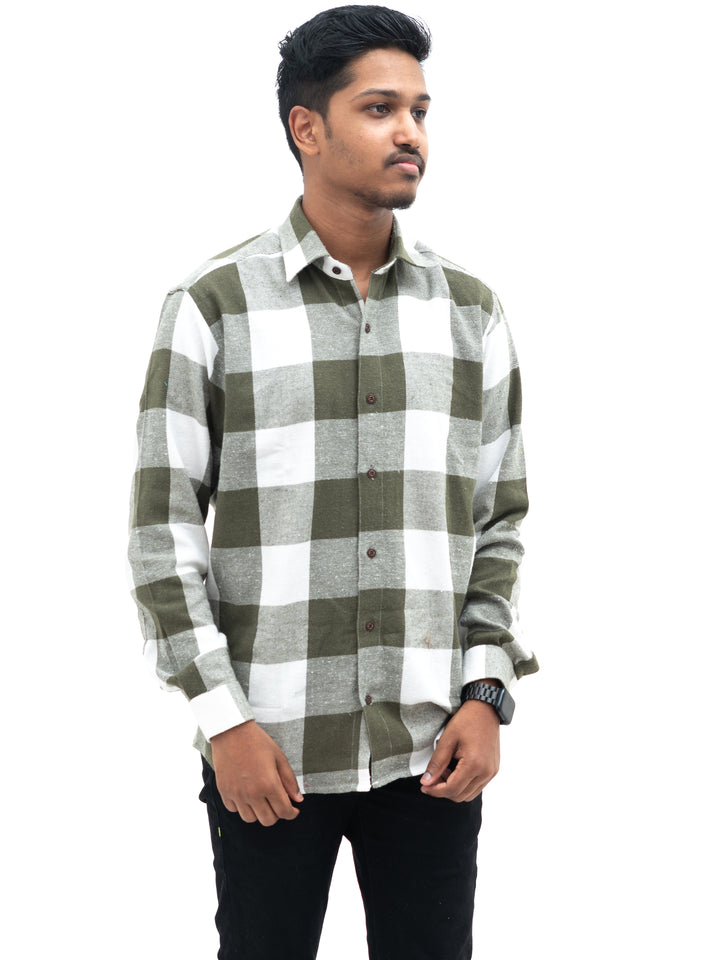 Olive green check shirt