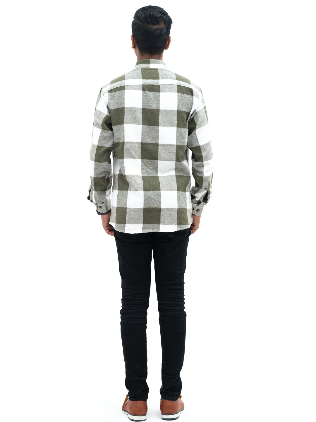 Olive green check shirt