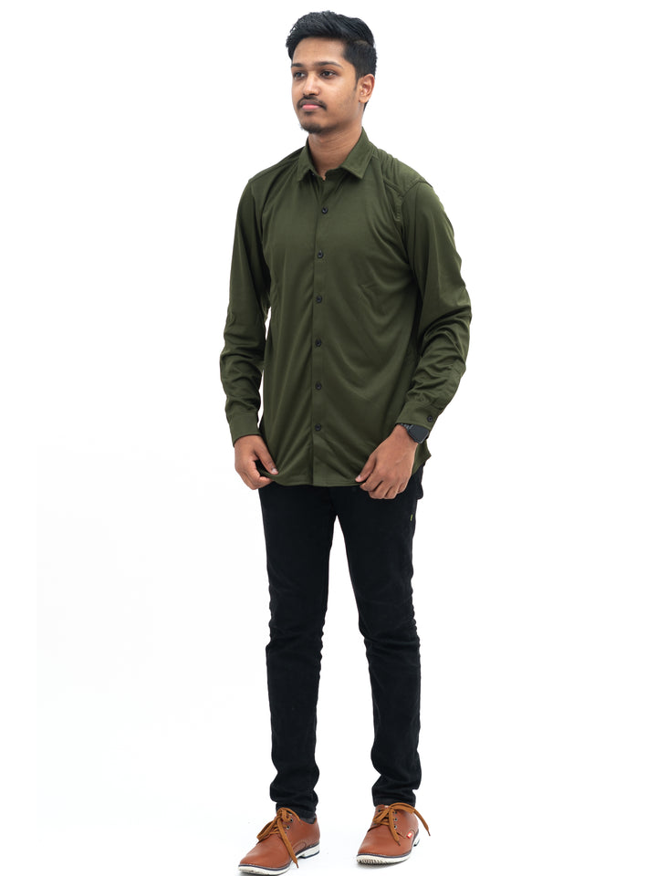 Solid Plain Shirt Green Formal and Function wear