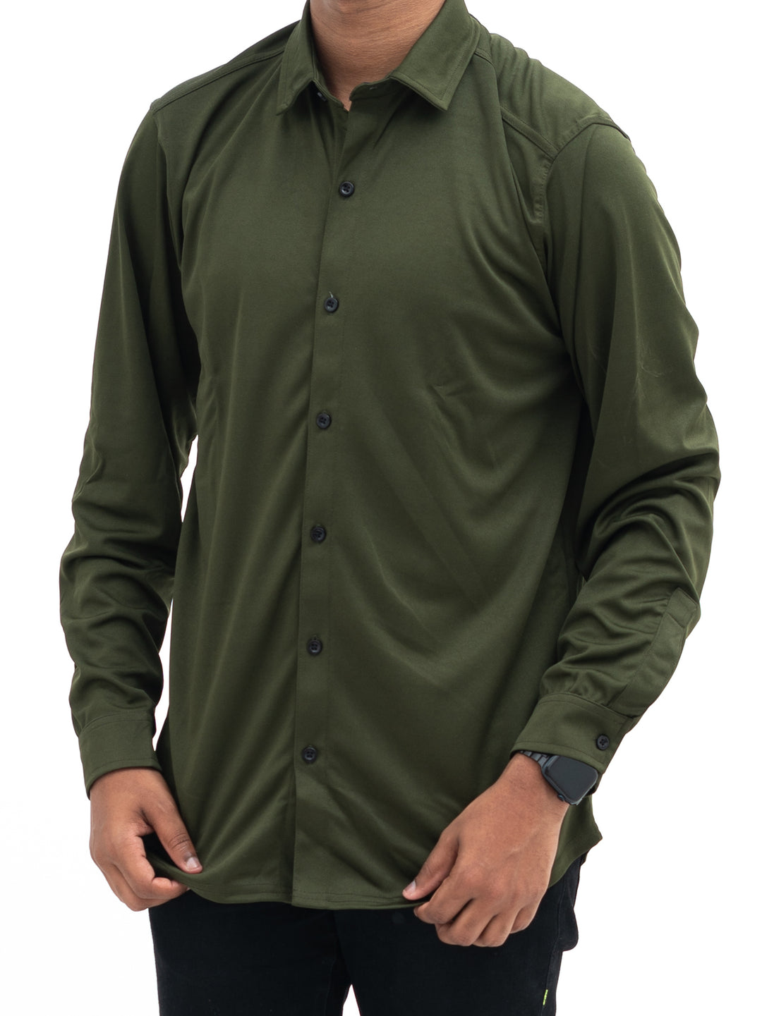 Solid Plain Shirt Green Formal and Function wear