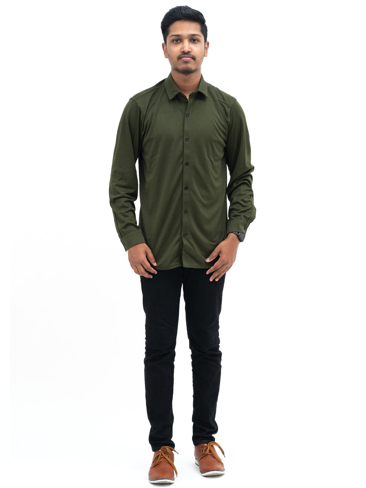 Solid Plain Shirt Green Formal and Function wear