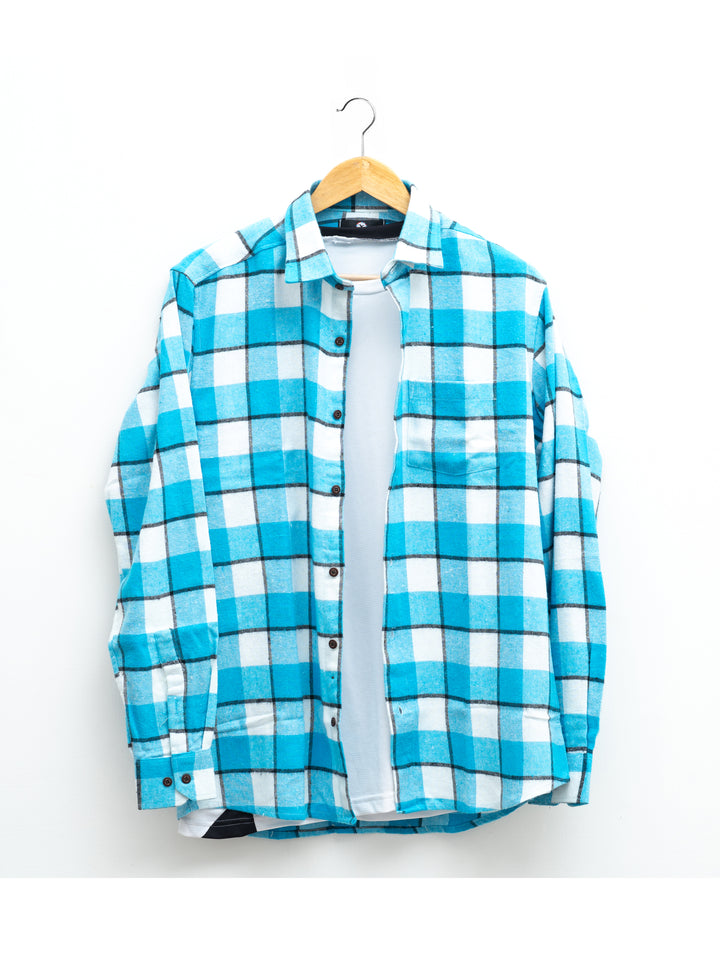 Sky Blue Flannel Check Light Weight Brushed