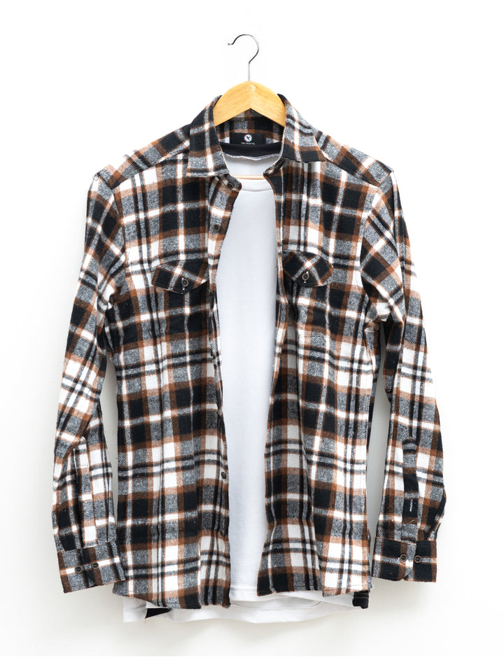 Brown dose check brushed shirt